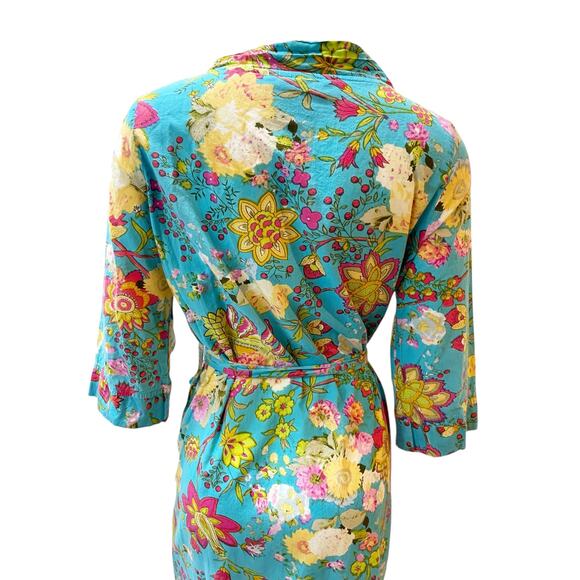 Anthropologie Plum Pretty Sugar Blue Floral Robe XS - Picture 6 of 10